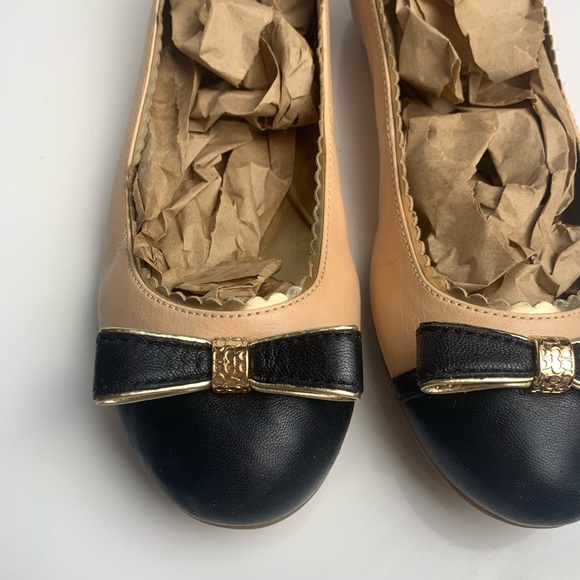 Coach Diore Leather Ballet Flats Cap Toe & Bow Color Block Slice On Shoes - Picture 4 of 16